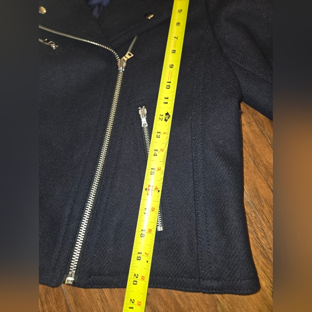 GAP Wool Blend Dark Blue Moto Jacket With Zippers Medium - Picture 8 of 10
